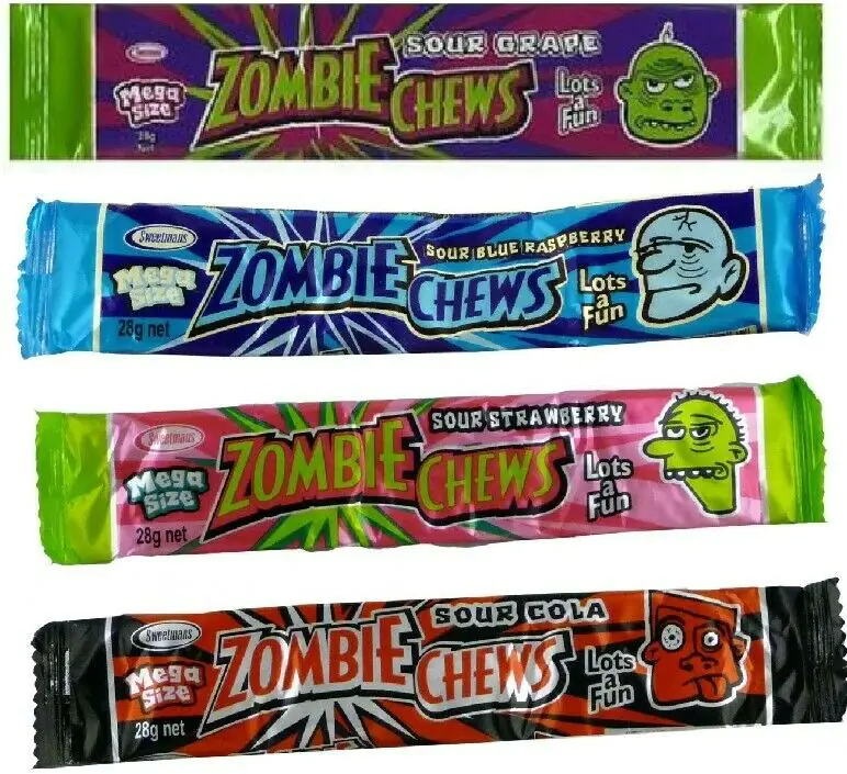 Zombie Chews Assorted Sour Flavours 28g X 60 Halloween Treats Party