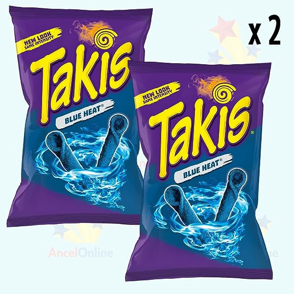 Takis Blue Heat Lot de 2 chips de piment chaud 92,3 g Produit d