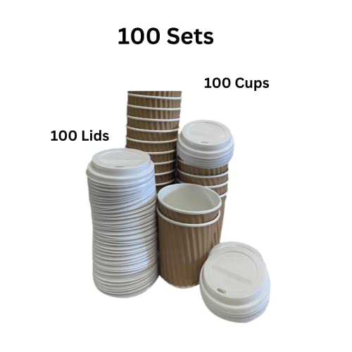 Disposable Tan Ripple Double-Walled 12oz Coffee Cups and Lids – Bulk Value  Pack – (100 Sets) – Insulated Eco-Friendly Paper Cups for Hot Or Cold  Beverages – Home Office Takeout Parties Events – Tasty Delightz